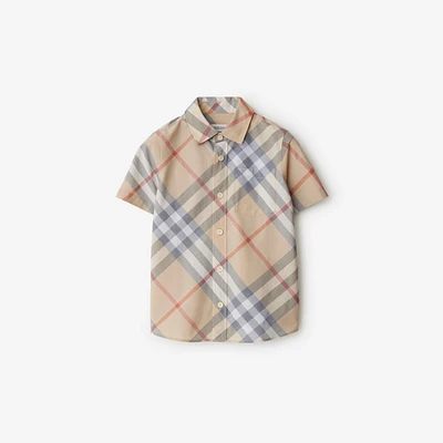 Check Cotton Shirt in Pale stone | Burberry® Official