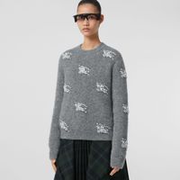 Crystal EKD Wool Mohair Blend Sweater Mid Grey Melange - Women | Burberry® Official