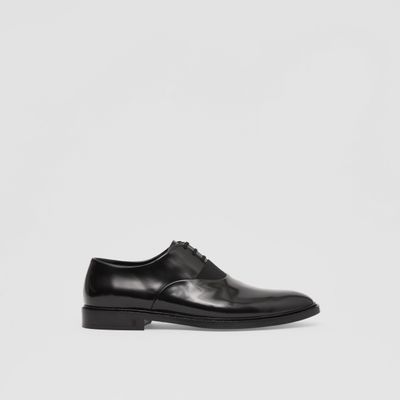 Monogram Motif Panelled Leather Derby Shoes Black - Men | Burberry® Official