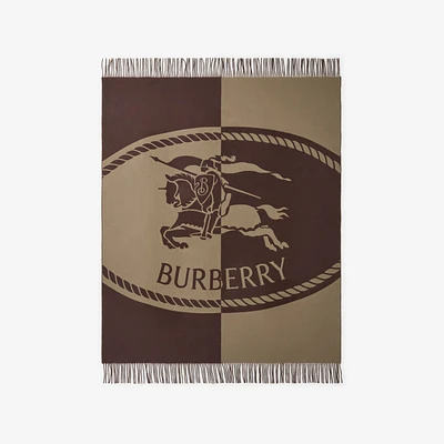 Knight Stamp Wool Blanket in Vole brown | Burberry® Official