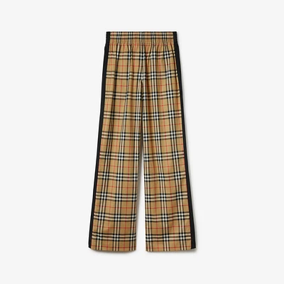 Check Cotton Trousers in Archive beige - Women | Burberry® Official