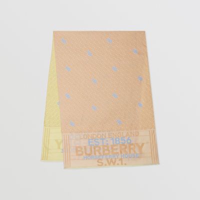 Reversible Monogram Silk Jacquard Scarf in Pink/yellow | Burberry® Official