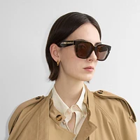 Inlaid Check Square Sunglasses in Tortoiseshell - Women | Burberry® Official