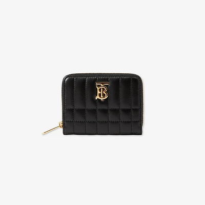 Quilted Leather Lola Zip Wallet in Black/light gold - Women | Burberry® Official