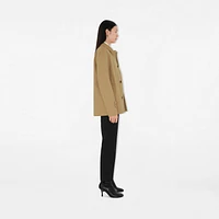 Short Gabardine Car Coat in Flax - Women, Cotton | Burberry® Official