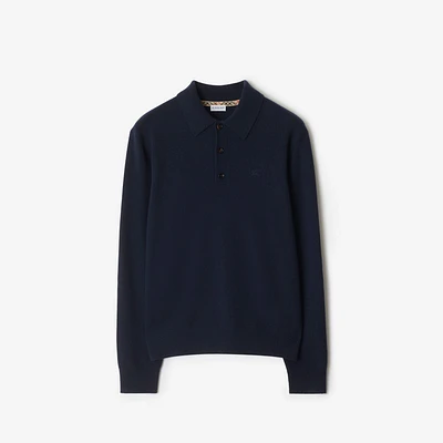 Long-sleeve Cashmere Blend Polo Shirt in Navy - Men | Burberry® Official