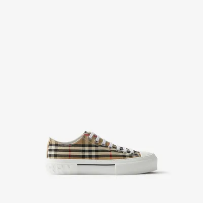 Check Cotton Sneakers in Archive beige - Women | Burberry® Official
