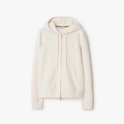 Cashmere Blend Zip Hoodie in Chalk - Women | Burberry® Official