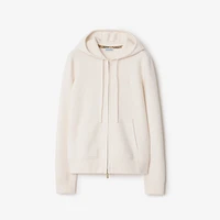 Cashmere Blend Zip Hoodie in Chalk - Women | Burberry® Official