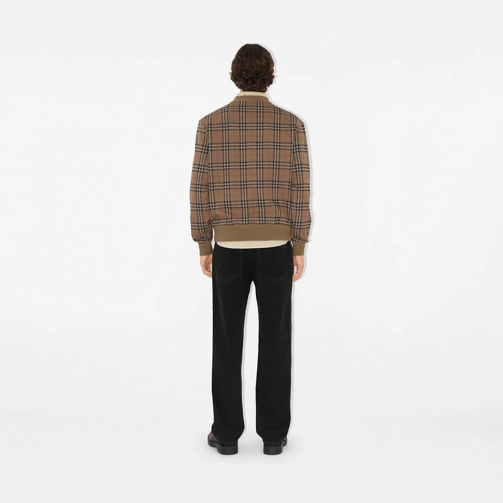 Check Cotton Blend Sweater in Nut - Men | Burberry® Official