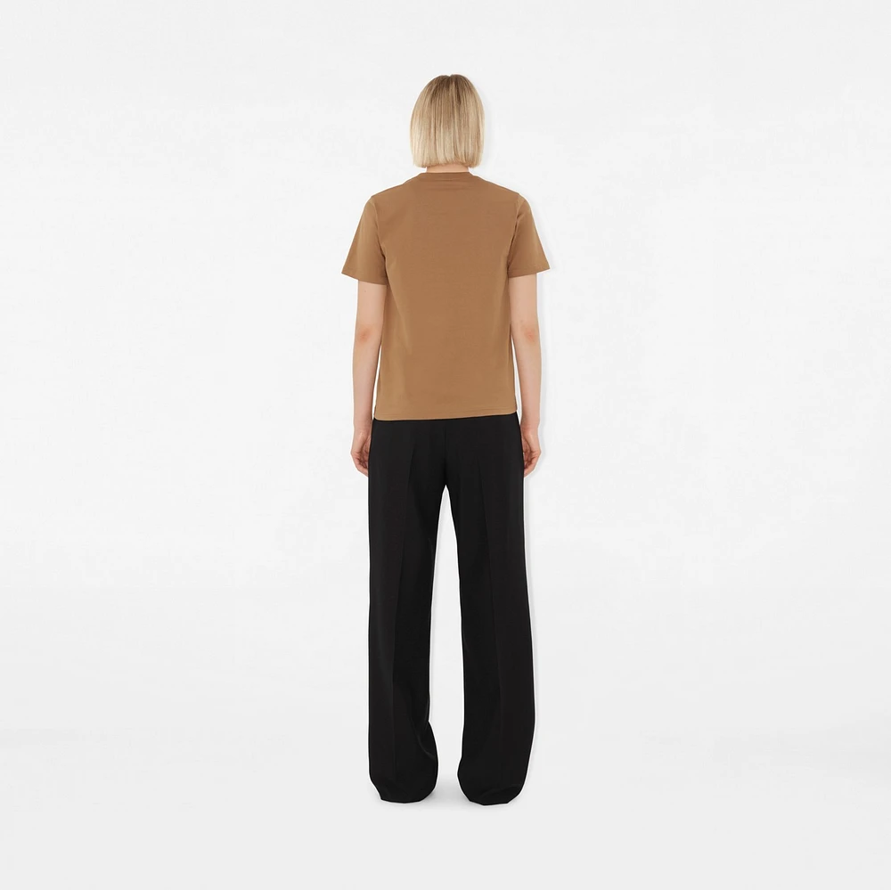 Logo Cotton T-shirt in Camel - Women | Burberry® Official