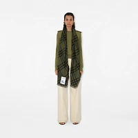 Wide Check Wool Silk Scarf in Shrub/black | Burberry® Official
