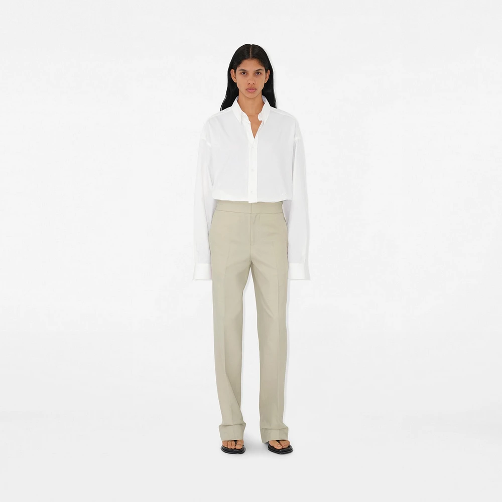 Cotton Blend Trousers in Plaster - Women | Burberry® Official