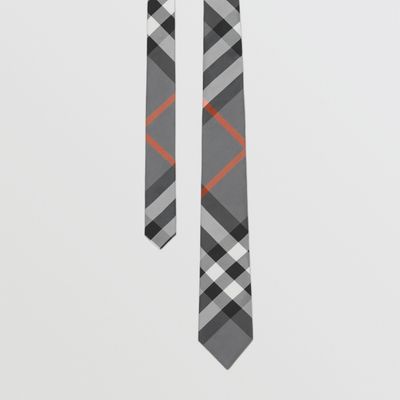 Classic Cut Exaggerated Check Silk Tie in Flint Grey - Men | Burberry® Official
