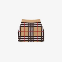Check Cotton Blend Mini Skirt in Archive beige - Women, Nylon | Burberry® Official