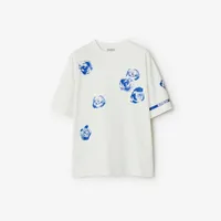 Rose Cotton T-shirt in Rain - Women | Burberry® Official