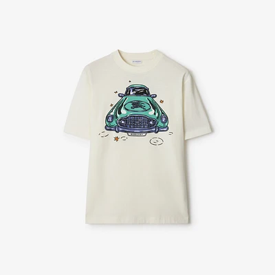 Car Cotton T-shirt in Chalk - Men | Burberry® Official