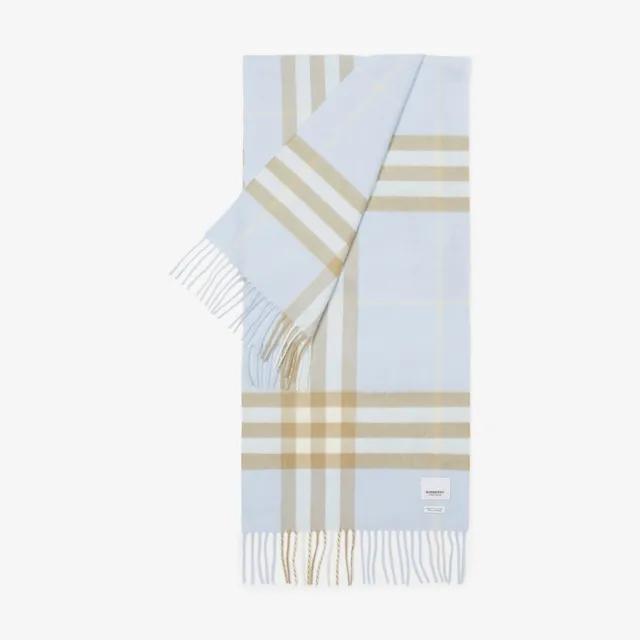 Check Cashmere Silk Blend Tweed Scarf in Archive Beige