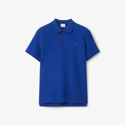 Monogram Motif Cotton Piqué Polo Shirt Deep Royal Blue - Men | Burberry® Official