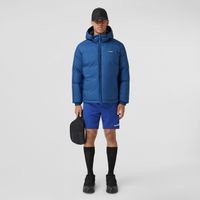 Embroidered Logo Nylon Hooded Jacket Deep Royal Blue - Men | Burberry® Official