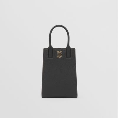 Grainy Leather Micro Frances Tote in Black - Women | Burberry® Official