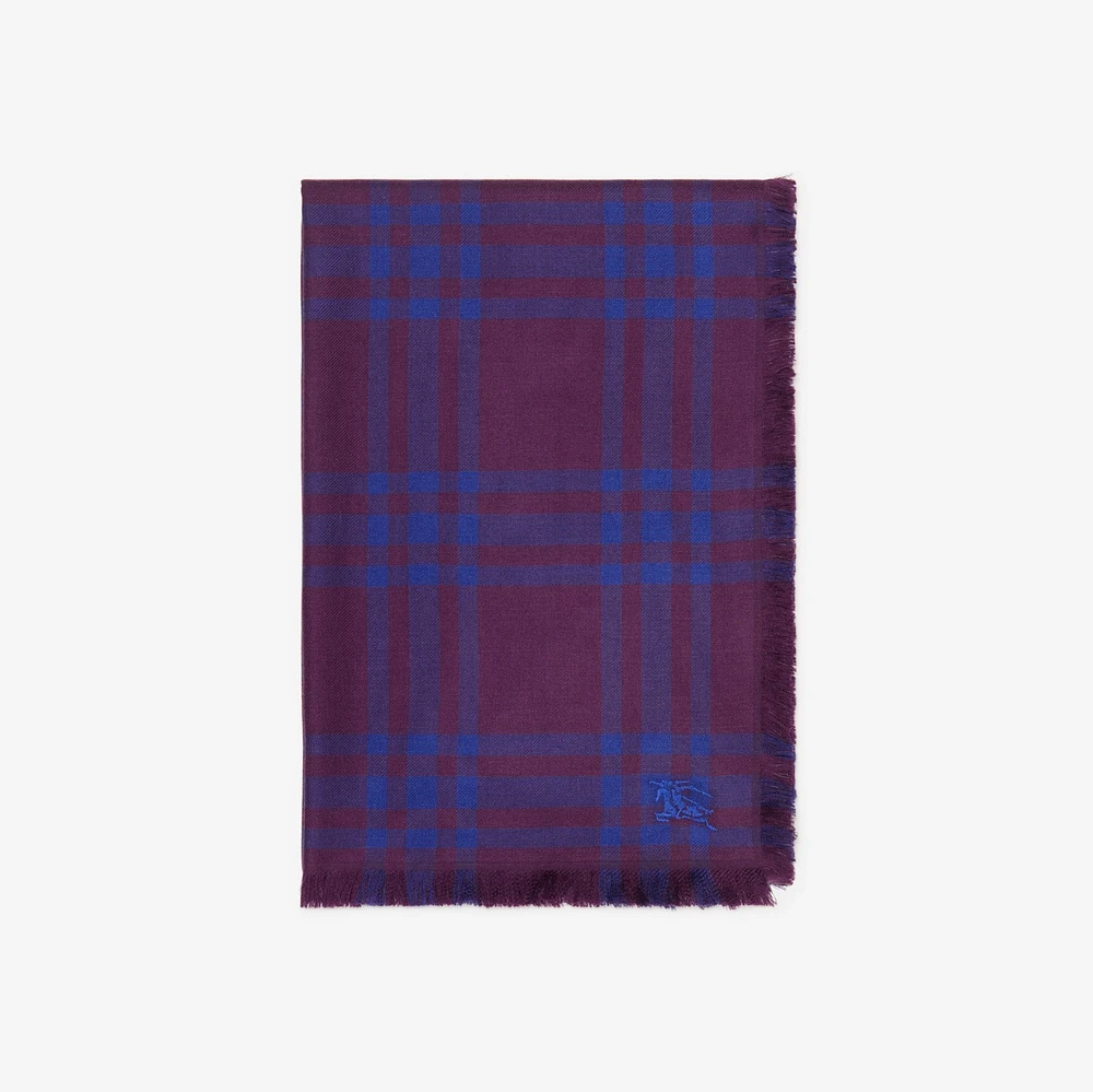 Reversible Check Wool Silk Scarf in Pansy | Burberry® Official