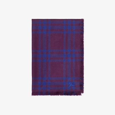 Reversible Check Wool Silk Scarf in Pansy | Burberry® Official