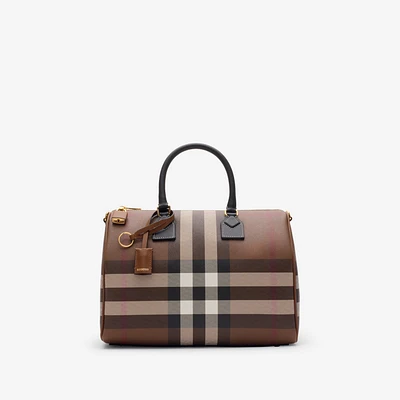 Medium Check Bowling Bag in Dark birch brown - Women | Burberry® Official