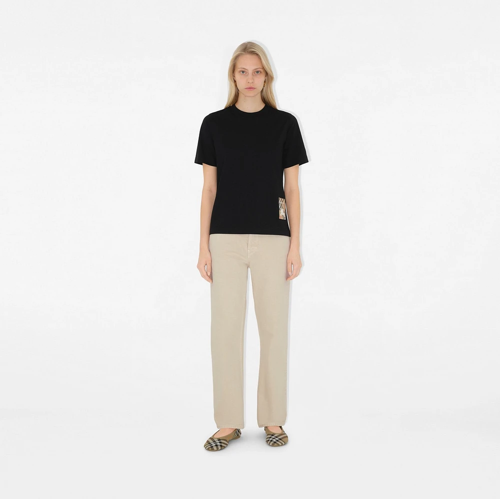 Check Label Cotton T-shirt in Black - Women | Burberry® Official