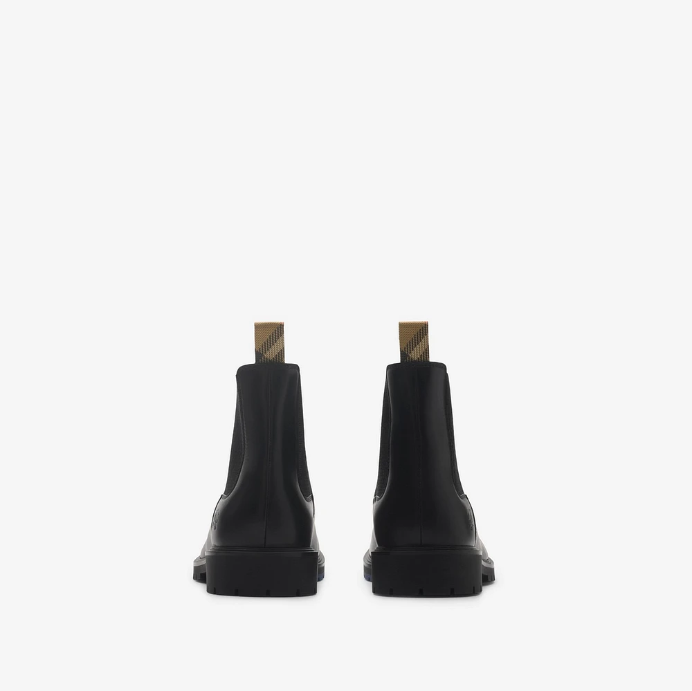 Leather Rogue Chelsea Boots in Black - Men | Burberry® Official
