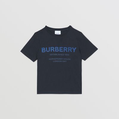 Horseferry Print Cotton T-shirt Midnight | Burberry® Official