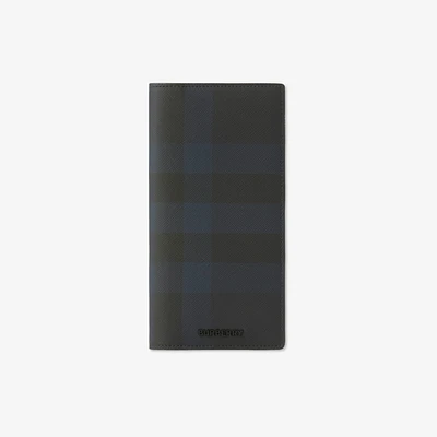 Check Continental Wallet in Navy - Men, Canvas | Burberry® Official