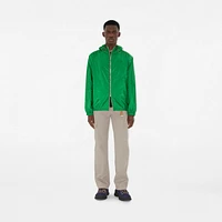 Check Trim Nylon Hooded Jacket in Caterpillar green - Men | Burberry® Official