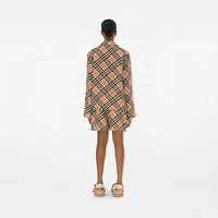 Check Silk Pyjama Shirt in Sand - Women | Burberry® Official