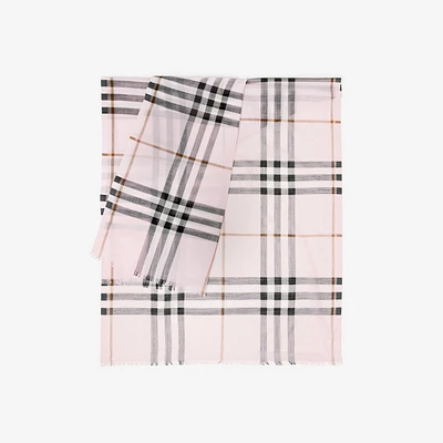Check Wool Silk Scarf in Pale candy pink | Burberry® Official