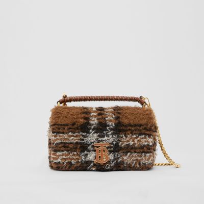 Exaggerated Check Mohair Blend Small Lola Bag in Dark Birch Brown - Women | Burberry® Official