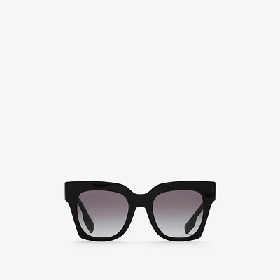 Check Square Sunglasses in Black/beige - Women | Burberry® Official