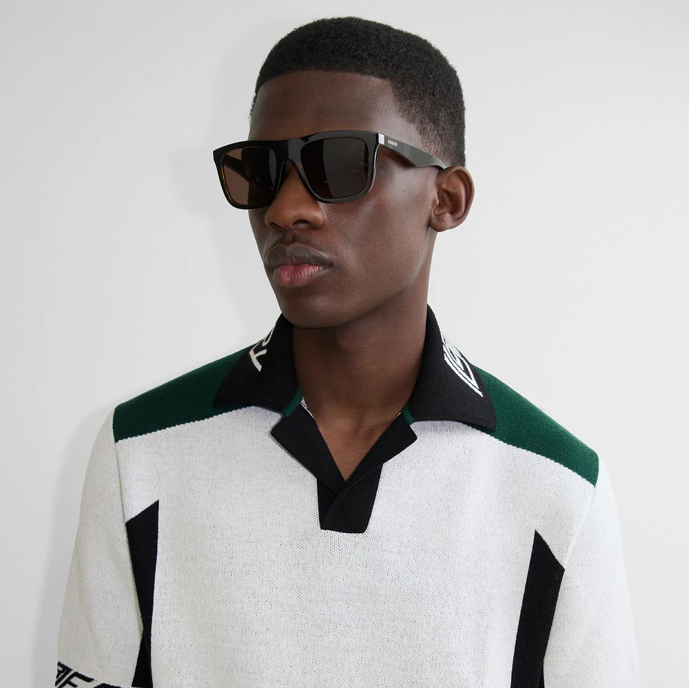 Embossed Check Square Sunglasses in Tortoiseshell - Men | Burberry® Official