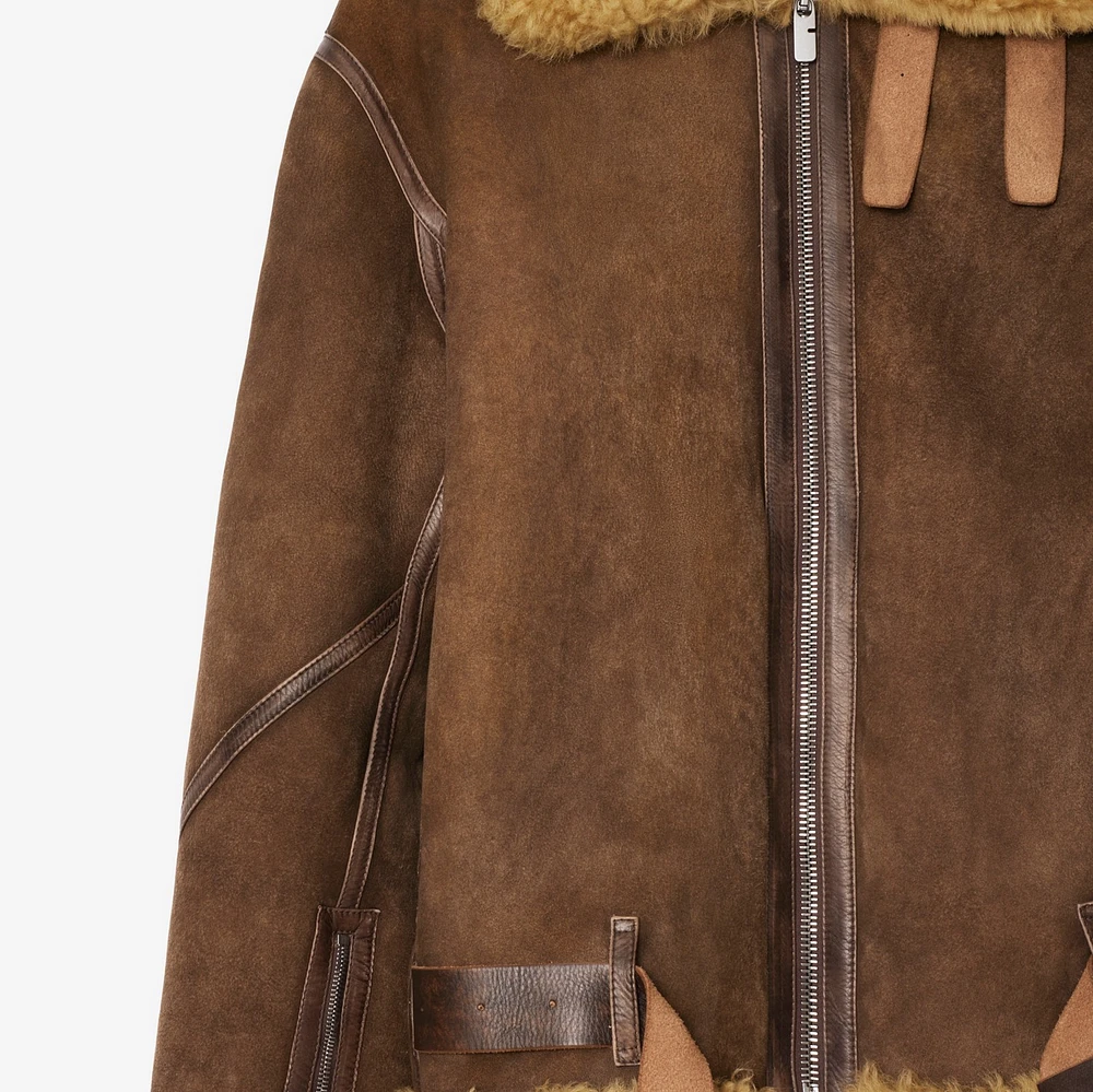 Shearling Aviator Jacket in Moss - Men, Leather | Burberry® Official