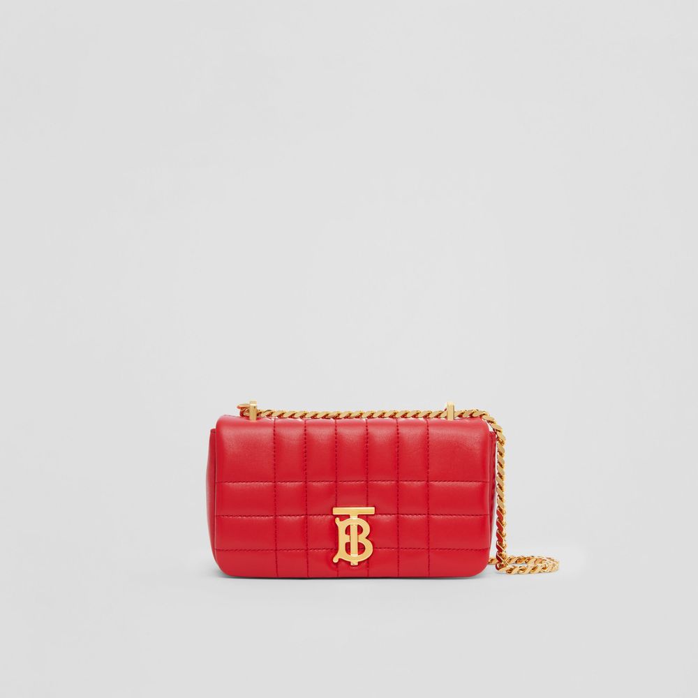 Quilted Leather Mini Lola Bag in Bright Red - Women | Burberry® Official