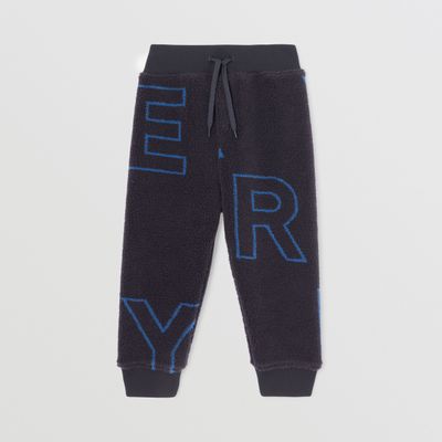 Logo Print Fleece Jogging Pants Navy Black | Burberry® Official