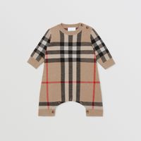 Check Wool Cashmere Jacquard Jumpsuit Archive Beige - Children | Burberry® Official