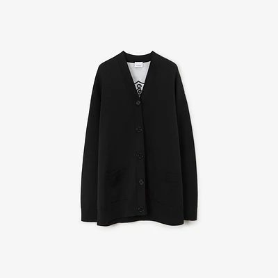 Oak Leaf Crest Wool Blend Cardigan in Black - Men, Cotton | Burberry® Official