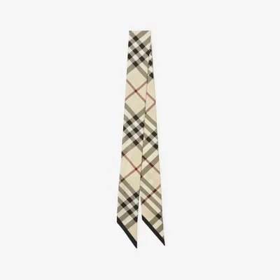 Skinny Check Silk Scarf in Stone | Burberry® Official
