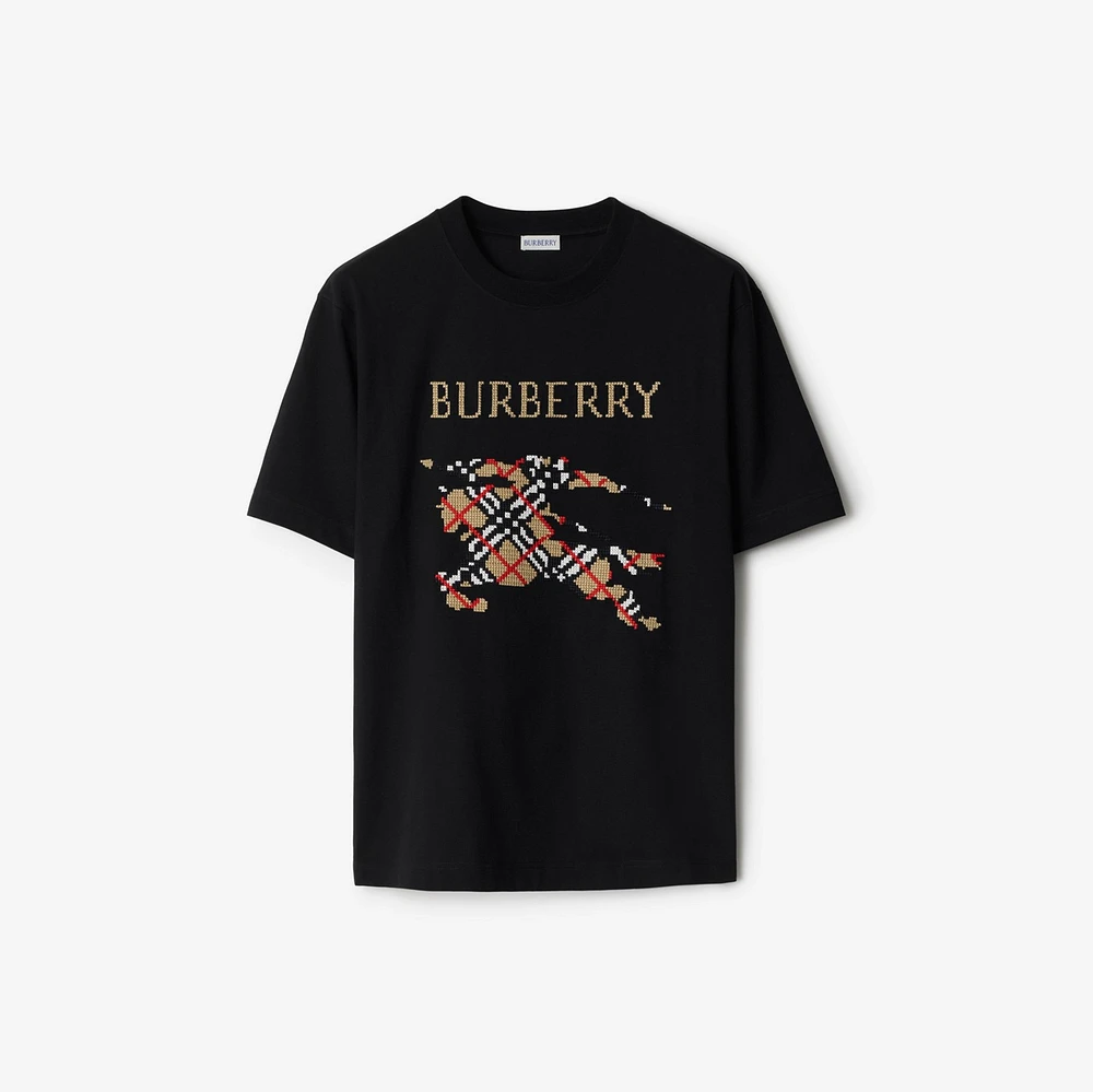 Cross Stitch EKD​ Cotton T-shirt in Black - Men | Burberry® Official