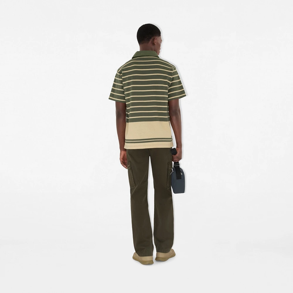 Striped Cotton Polo Shirt in Yew - Men | Burberry® Official