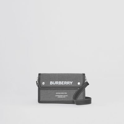 Horseferry Print Canvas and Leather Crossbody Bag in Black/grey - Men | Burberry® Official