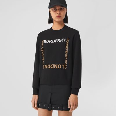Horseferry Square Wool Blend Jacquard Sweater Black - Women | Burberry® Official