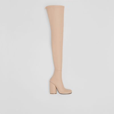 Leather Over-the-knee Sock Boots Soft Fawn - Women | Burberry® Official
