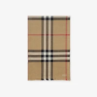 Wide Check Wool Silk Scarf in Archive beige | Burberry® Official